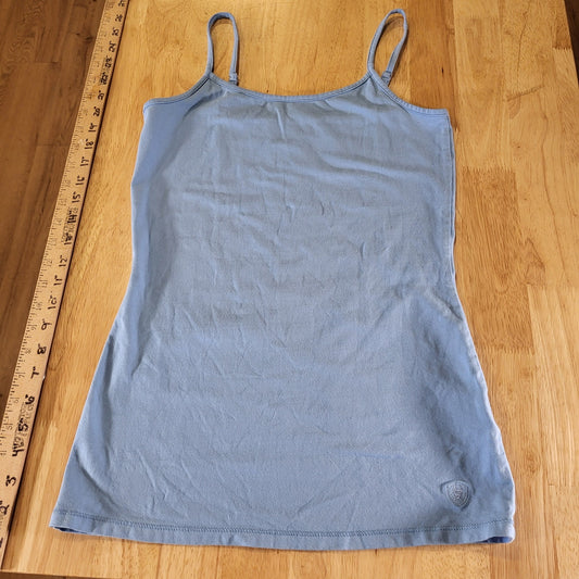Ariat Blue Jersey Knit Adjustable Strap Tanks 15" Pit to Pit Shelf Bra Small