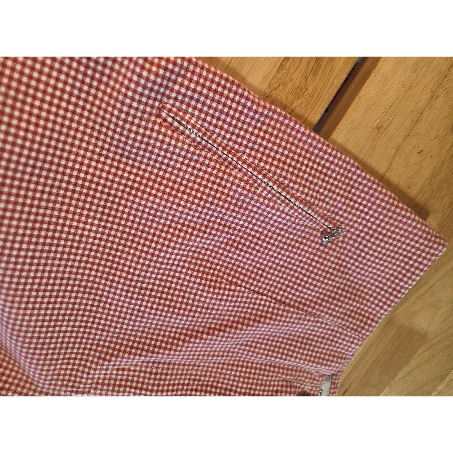 Vanilla cotton stretch red gingham cigarette pants zipper pocket size 44