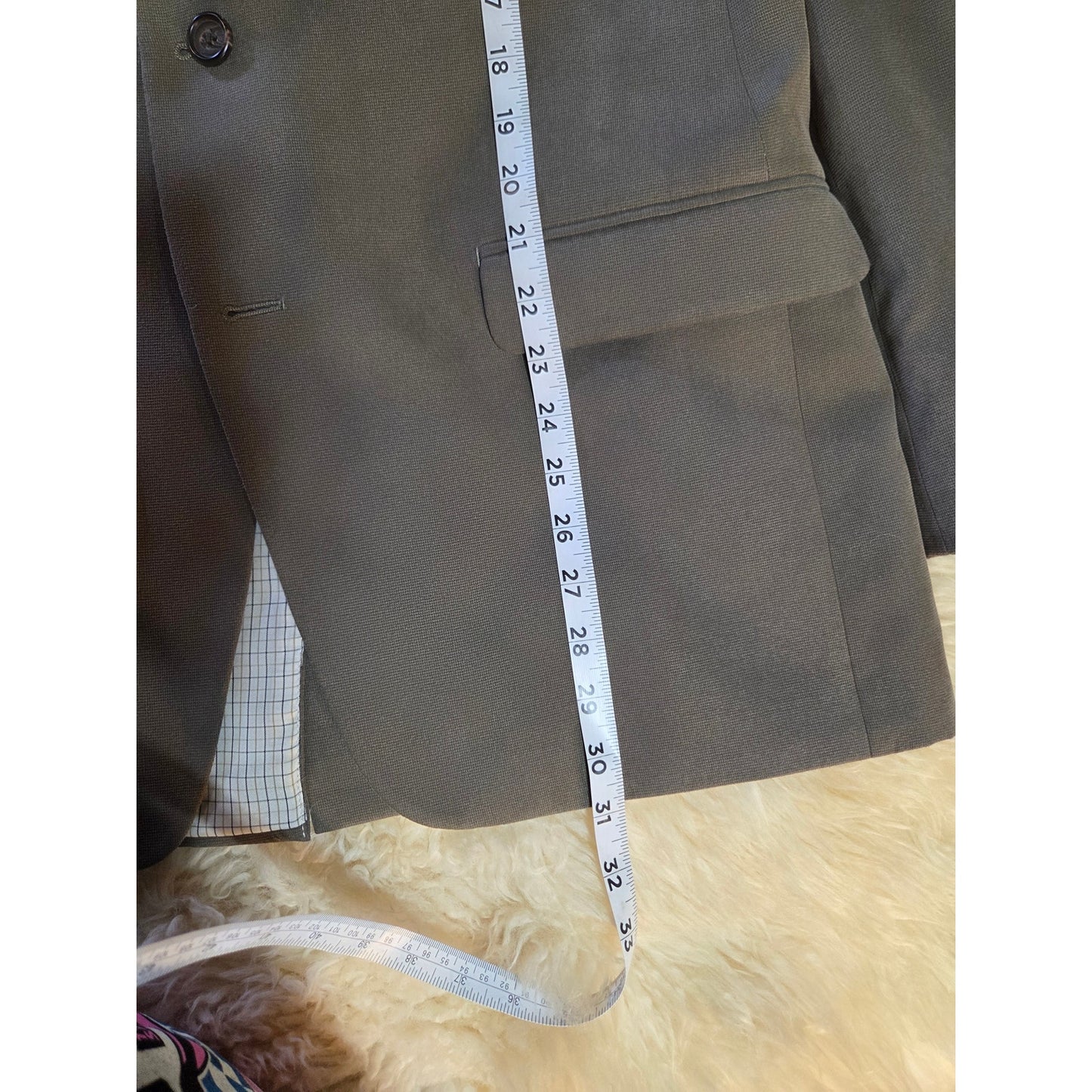 Polo Ralph Lauren Gray Beige Sport Coat Blazer Suit Jacket 22" P2P 31" long