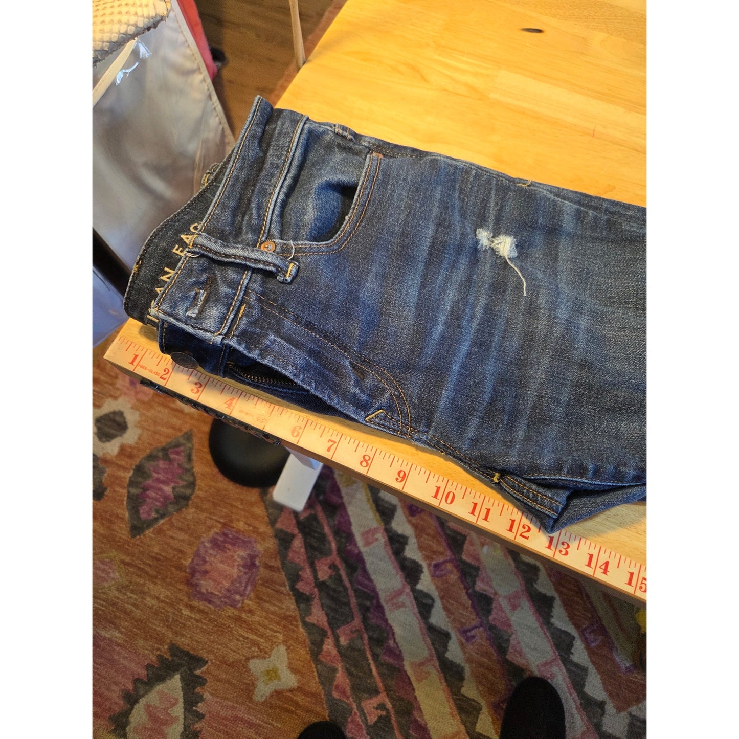American Eagle 28x30 next level airflex skinny medium dark wash distressed jeans