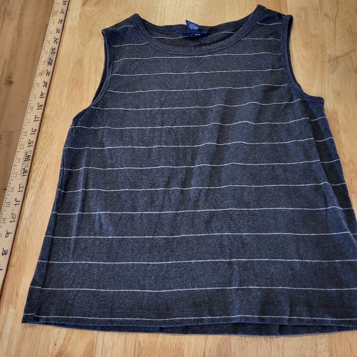 The Limited Gray Striped 100% Cotton 2 Piece Tank Cardigan Stretch Knit Large