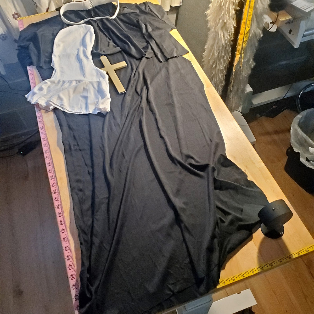 Nun Habit Costume set with head covering dress and cross small medium
