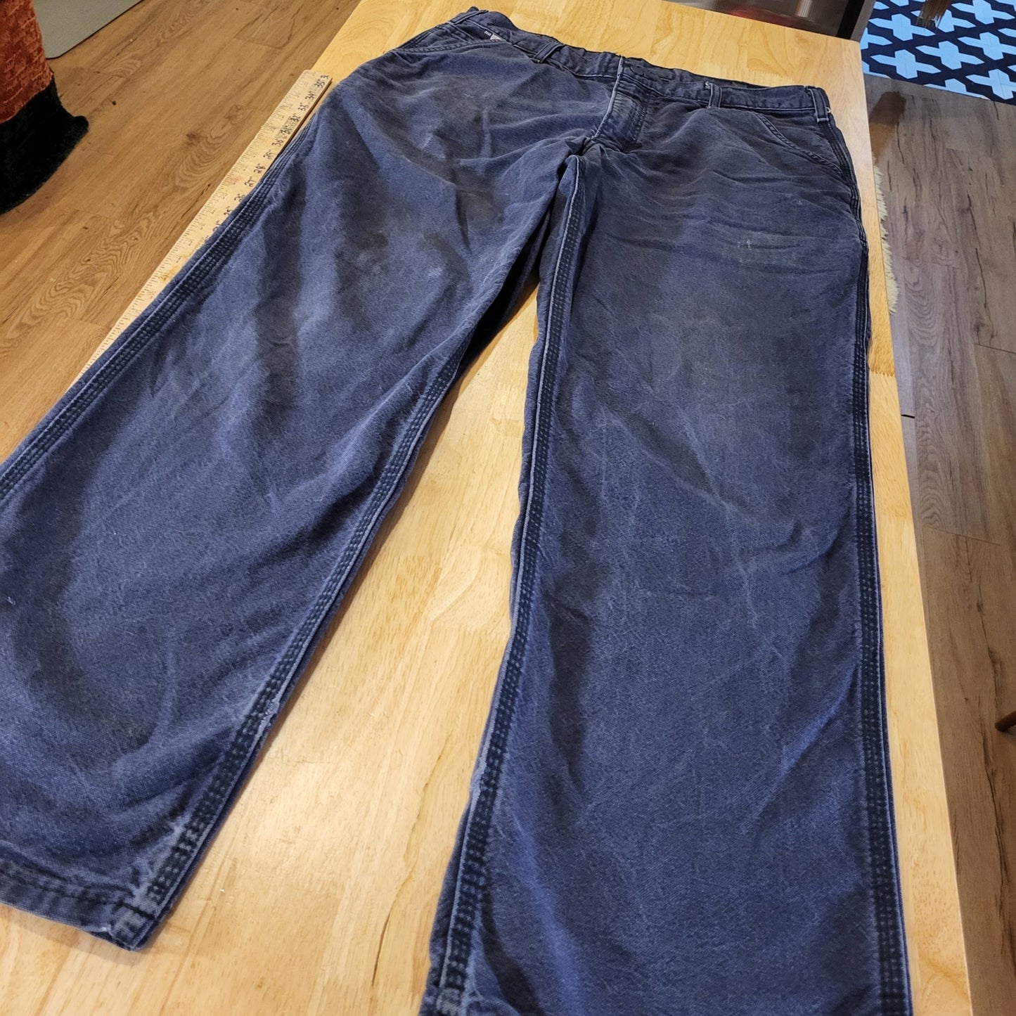 Carhartt Cat 2 2112 Fire Resistant Blue Work Pants 34x32 Lived In Distressing