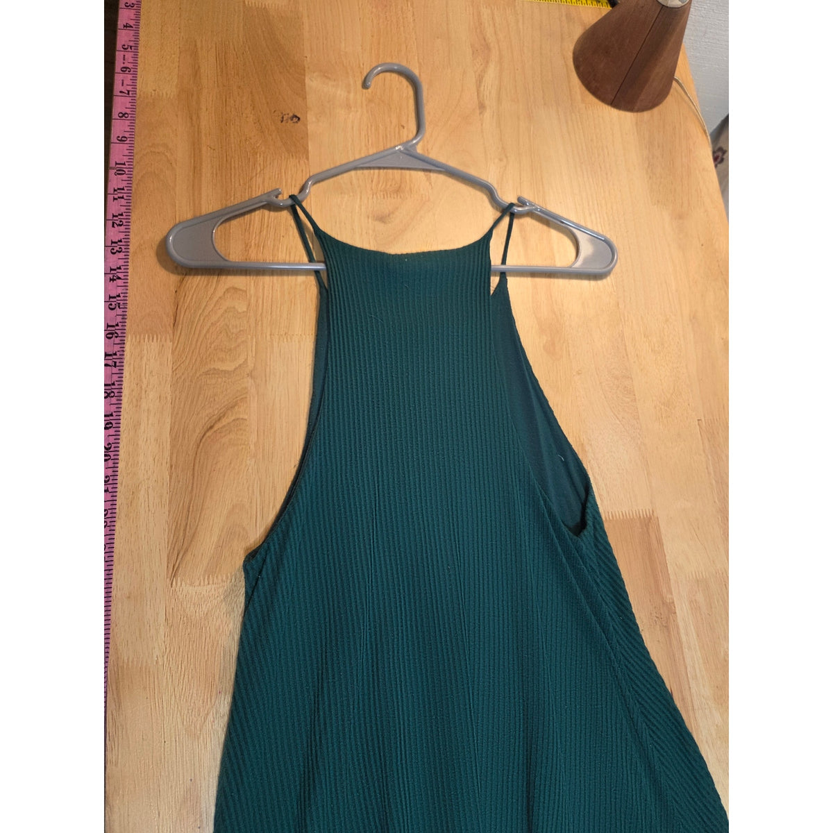 Silence + Noise emerald green sleeveless A-line jersey knit ribbed dress medium