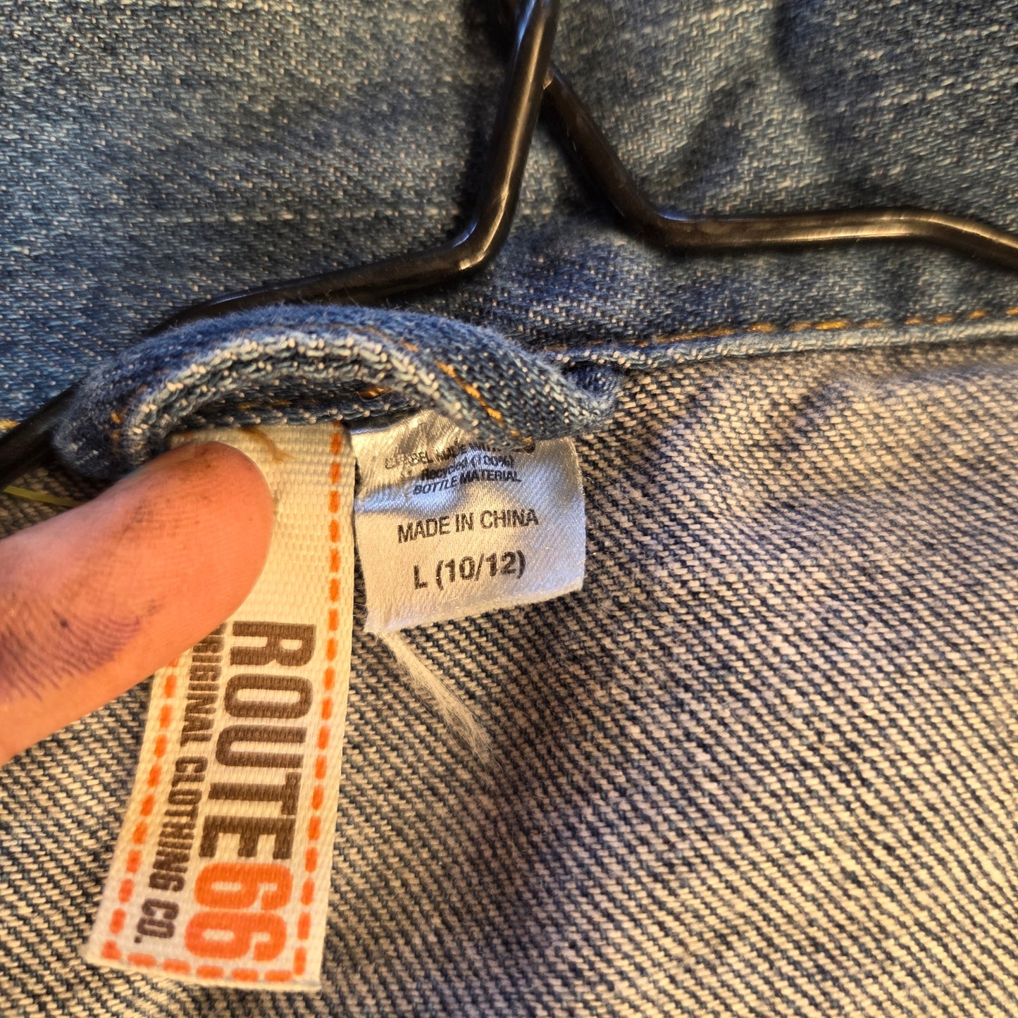 Route 66 Kids Denim Jean Jacket Size 10/12 Pockets Buttons 18" P2P