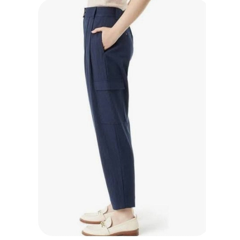 Sam Edelman Laila Pants Pinstripe Elastic Waist Pockets Viscos Nylon Size 16