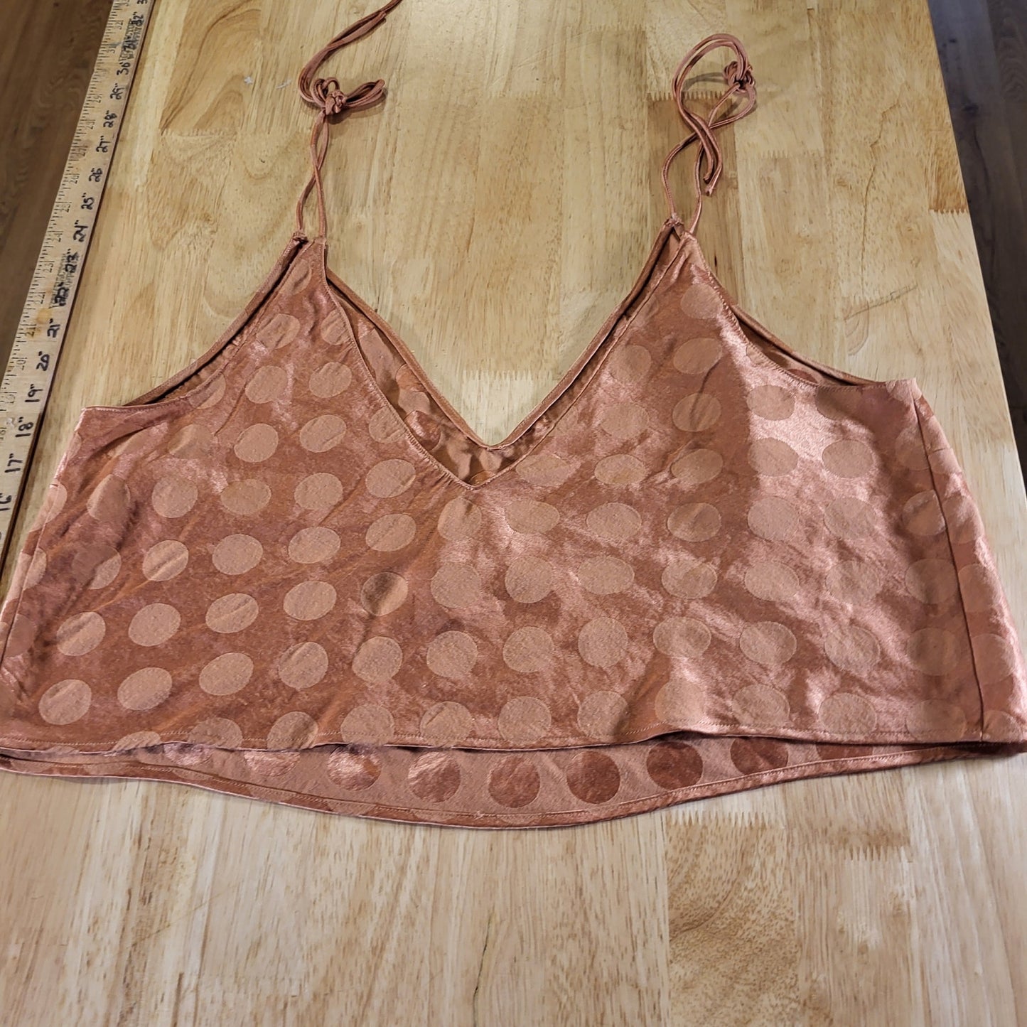 Victoria Secret Burnt Orange Cropped Polka Dot Satin Camisole sz XL