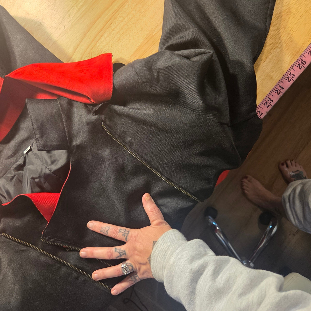 Assassin's Creed red black hooded zip jacket Tails button detail size medium