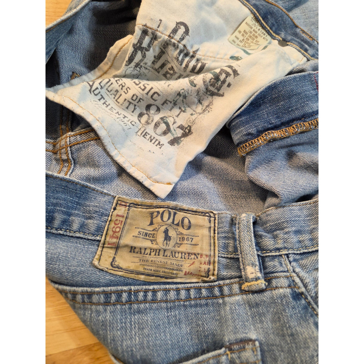 Polo Ralph Lauren classic fit 867 light wash heavily worn 40 100% cotton