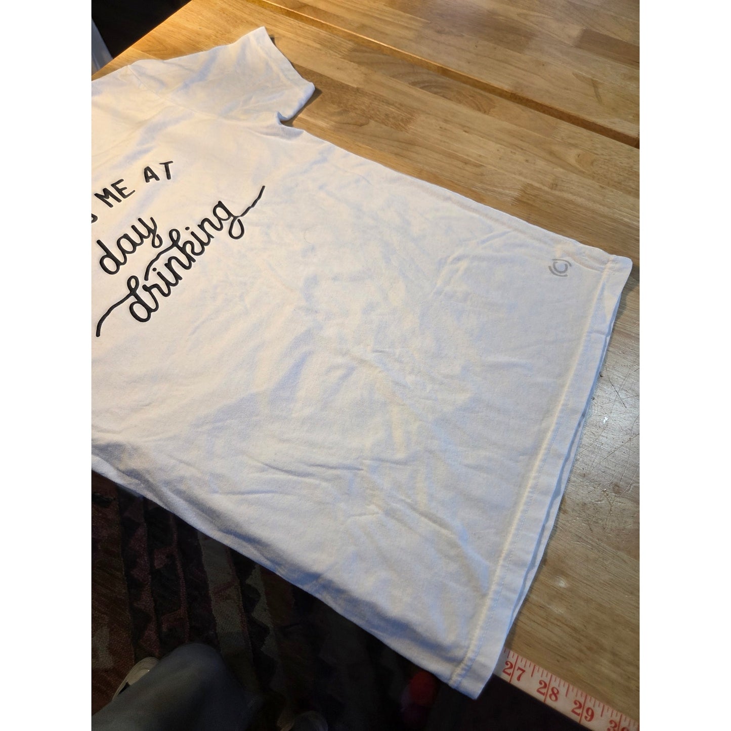 "You Had Me at Day Drinking" Codeword tee white cotton made in America small
