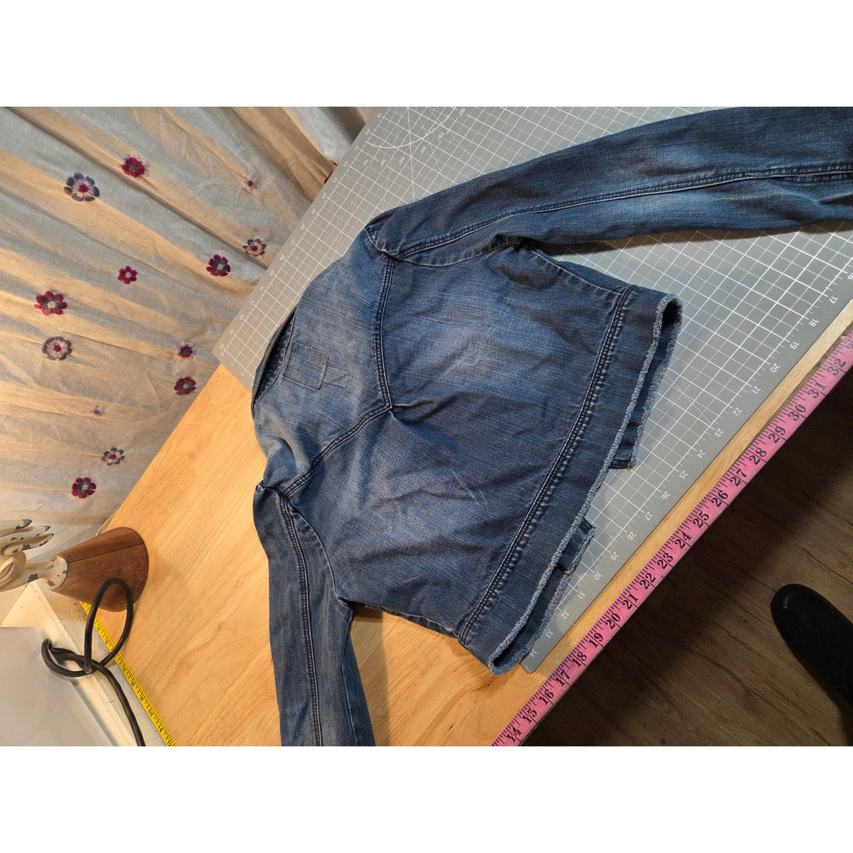 Charlotte Russe size medium cropped puff sleeve jean jacket
