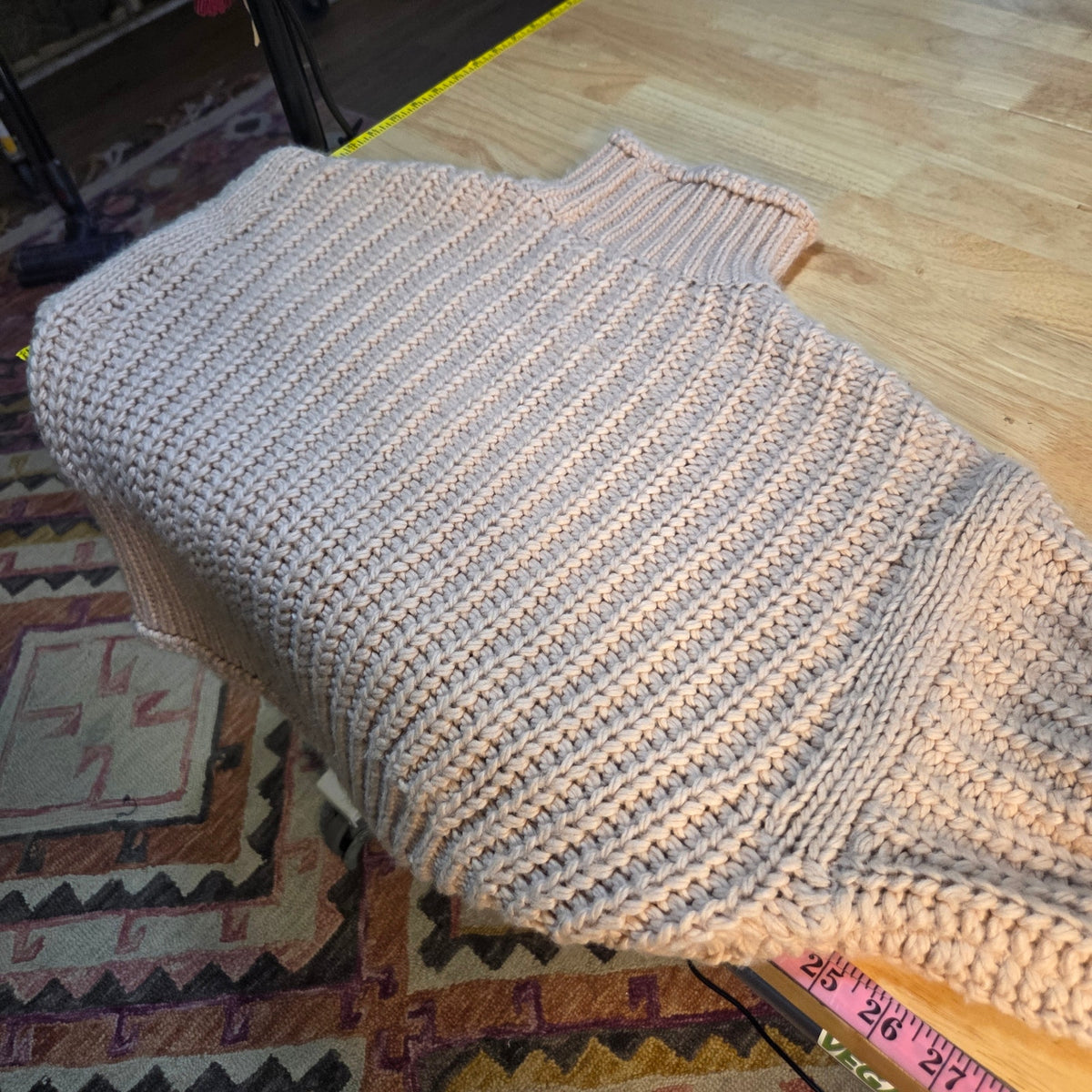 H&M Beige Chunky Knit Mock Neck Sweater Wool Acrylic Blend XS