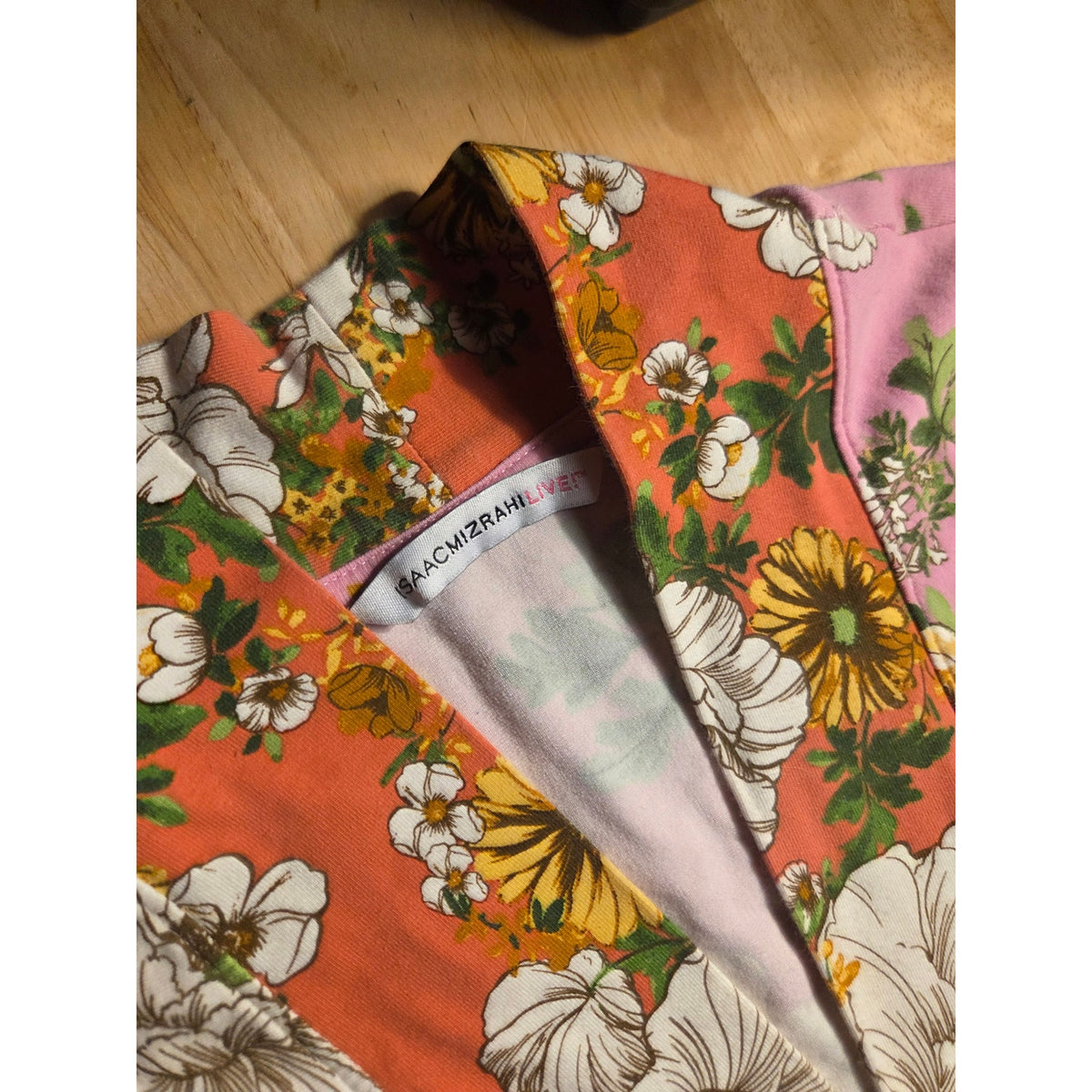 Isaac Mizrahi Jersey knit floral robe cotton XS