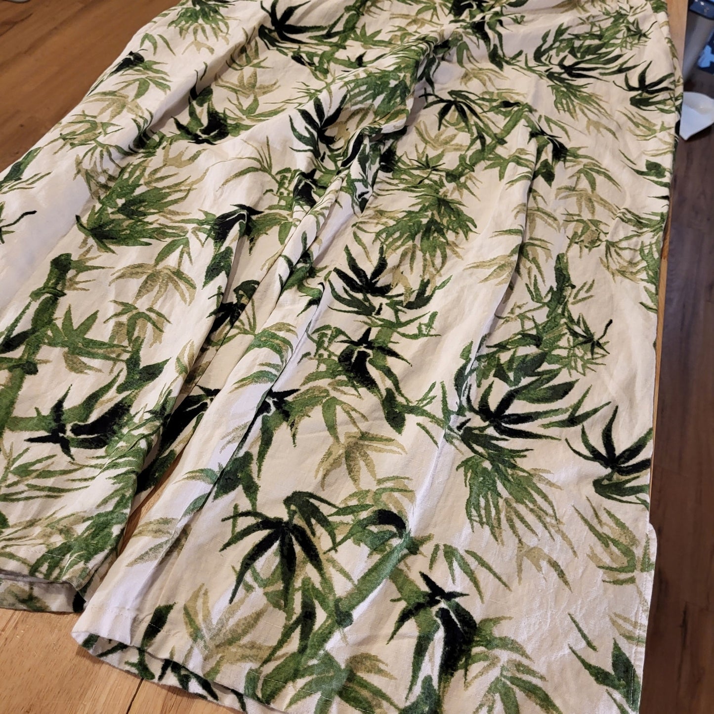 Nwt J. Jill Botanical Print Elastic Waist Wide Leg Nylon Blend Trousers XL Tall