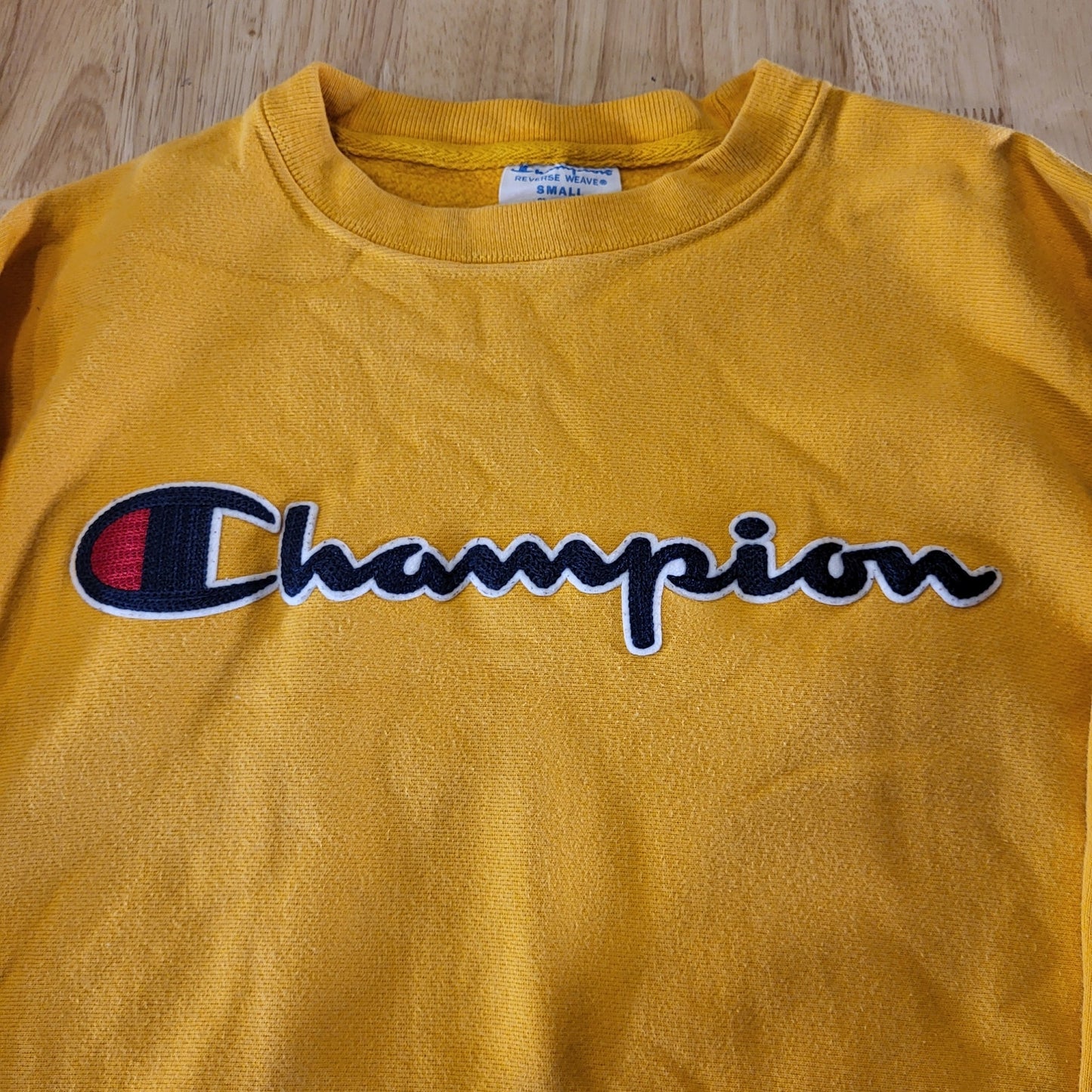 Champion Heavy Weight Terry Pullover Mustard Yellow Sweatshirt Small