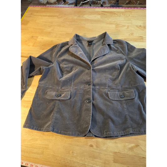 Lane Bryant 2024 w 100% cotton gray corduroy blazer coat pockets tailored