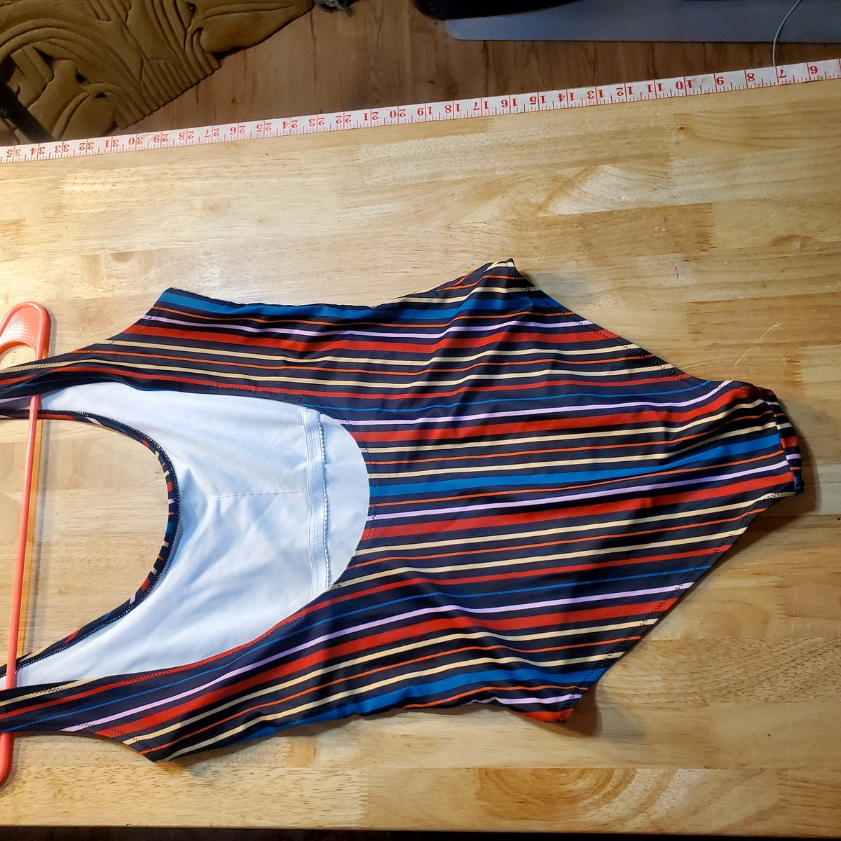 UNBRANDED PRIMARY COLOR STRIPED ONE PIECE BATHING SUIT SMALL