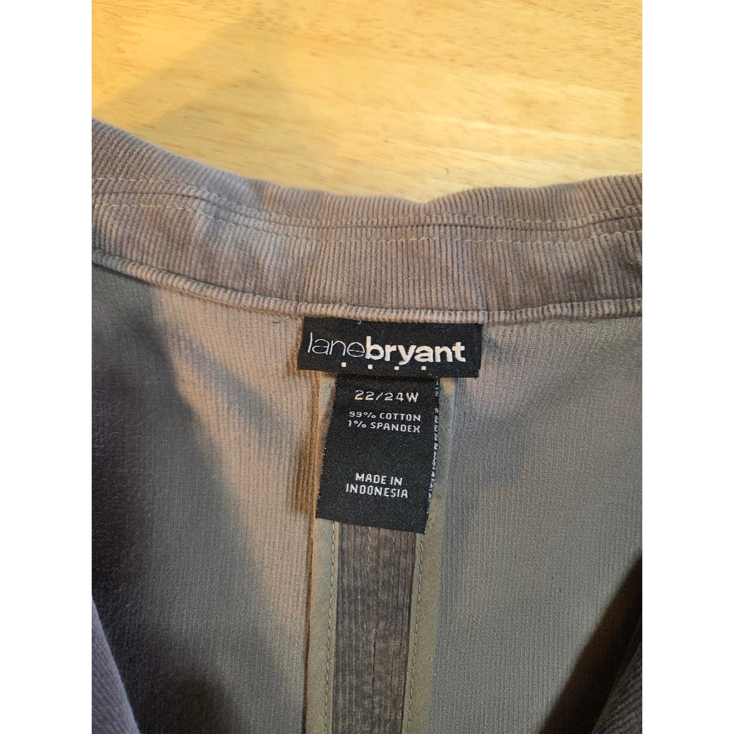 Lane Bryant 2024 w 100% cotton gray corduroy blazer coat pockets tailored