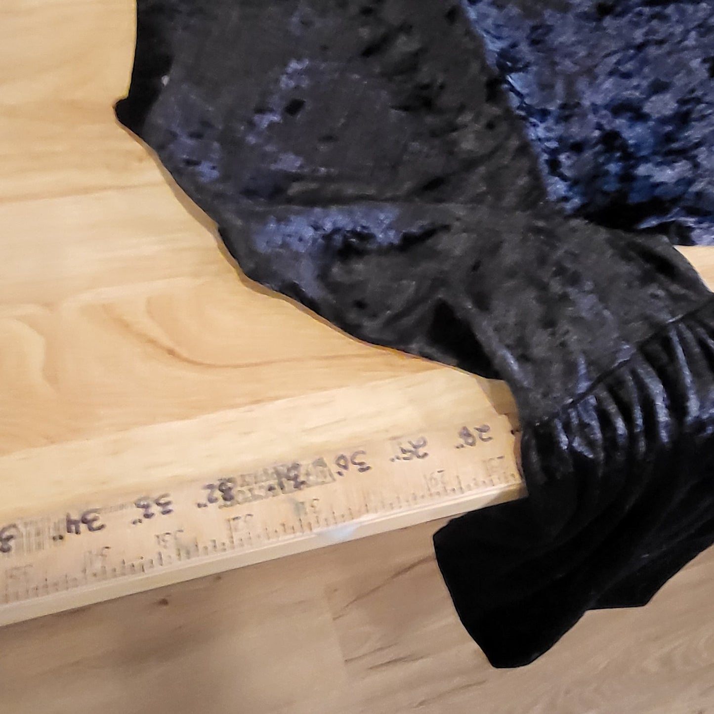 C Christian Los Angeles Black Velvet Mini Cold Shoulder Puff Sleeve 17" P2P