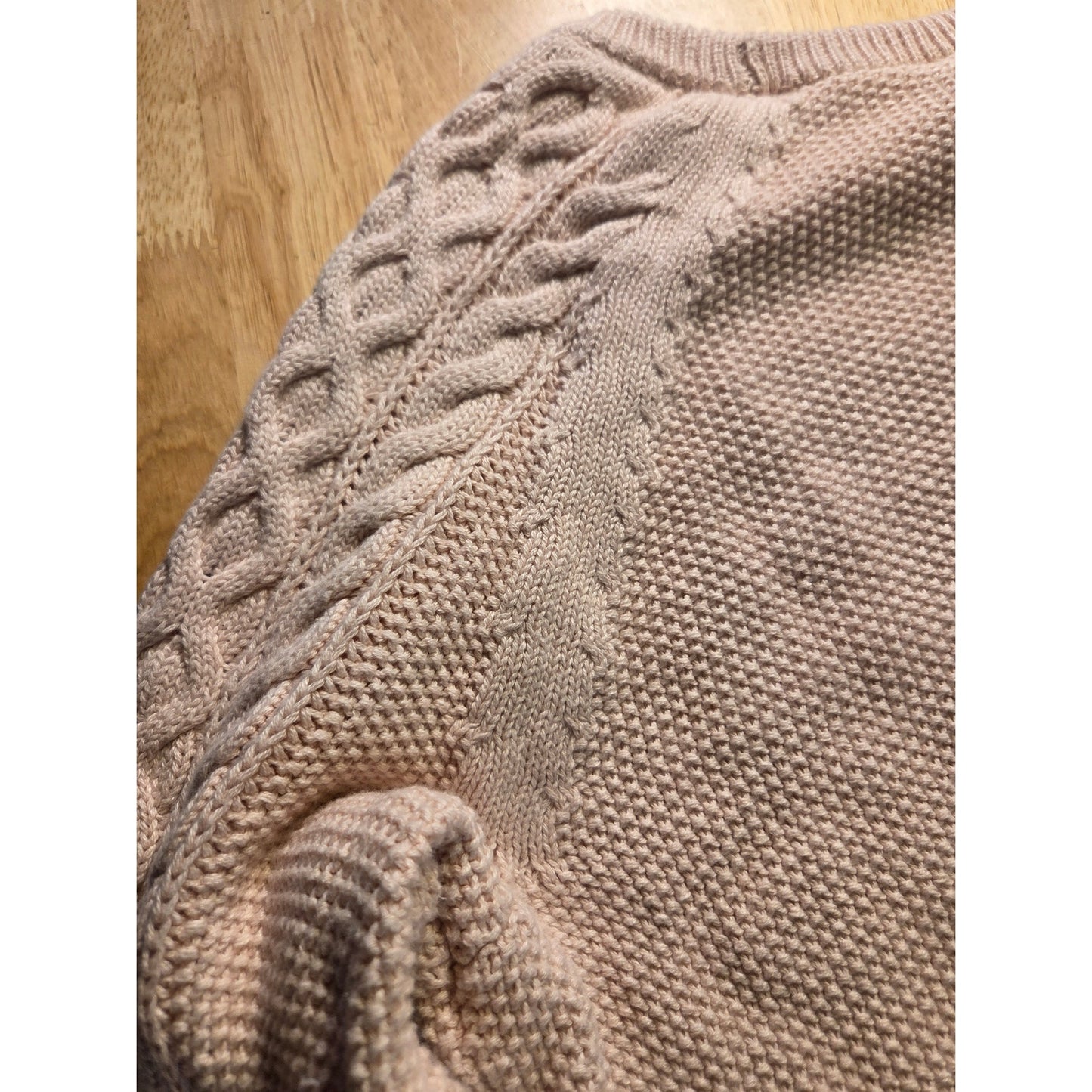 Gap Vintage Baby Pastel Pink Cable Knit Sweater Beautiful Petite Sm 100% Cotton