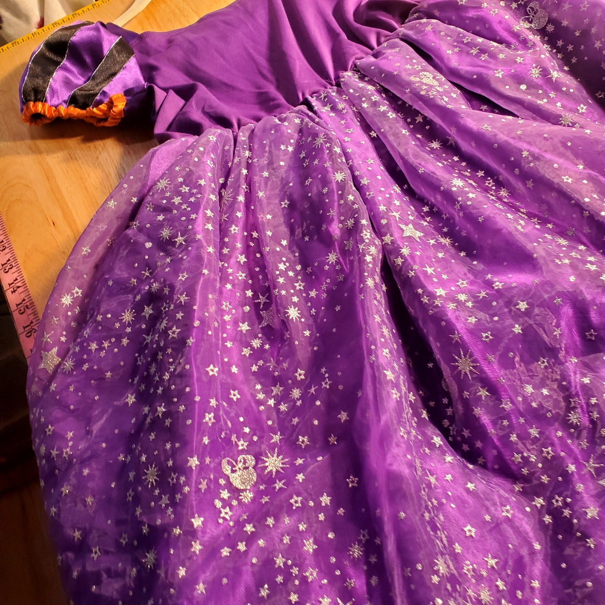 Disney Store witch Minnie Mouse costume purple orange glitter size 7/8 (no hat)