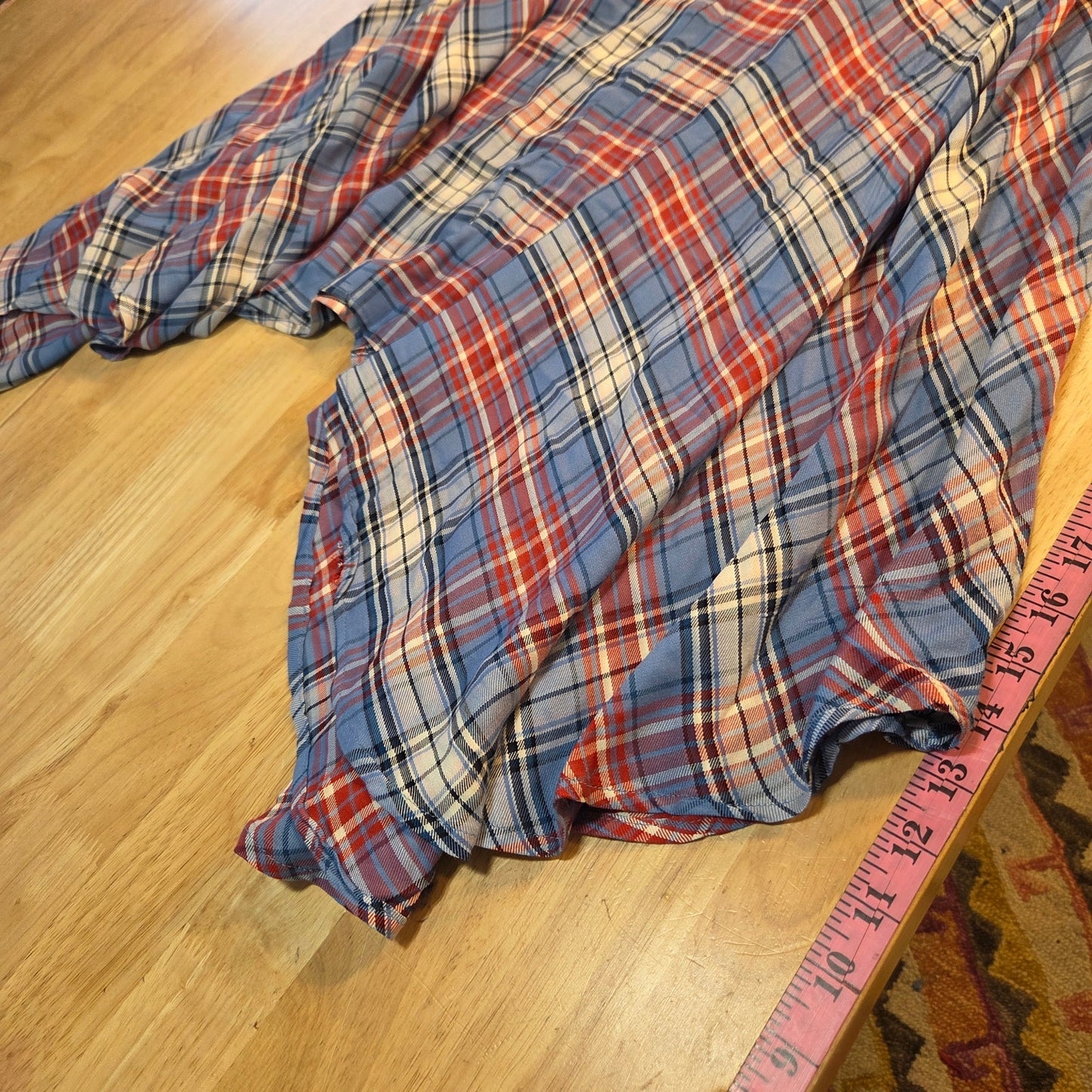 Est. 1946 Cato's Elastic Waist Tissue Hem Red White Blue Plaid Thin Flowy Large