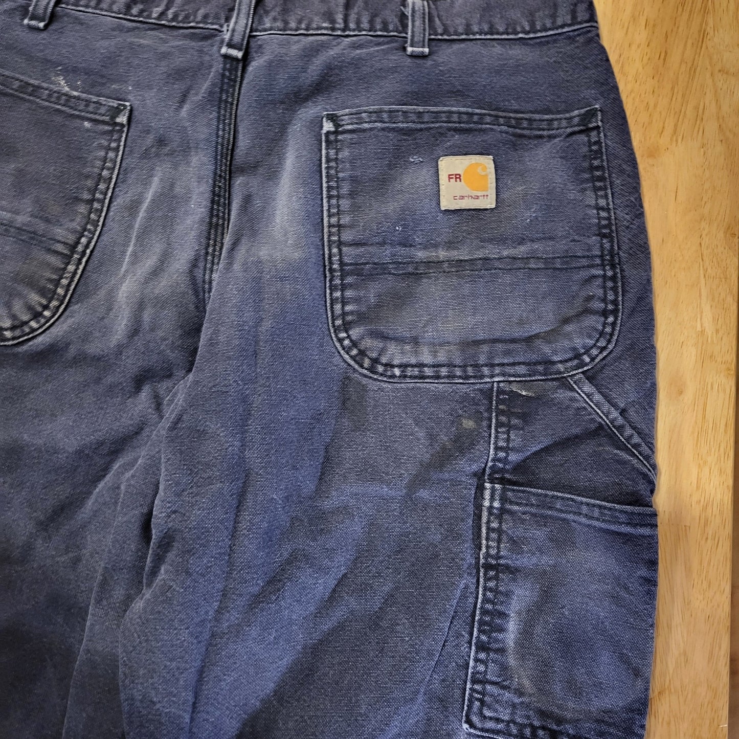 Carhartt Cat 2 2112 Fire Resistant Blue Work Pants 34x32 Lived In Distressing