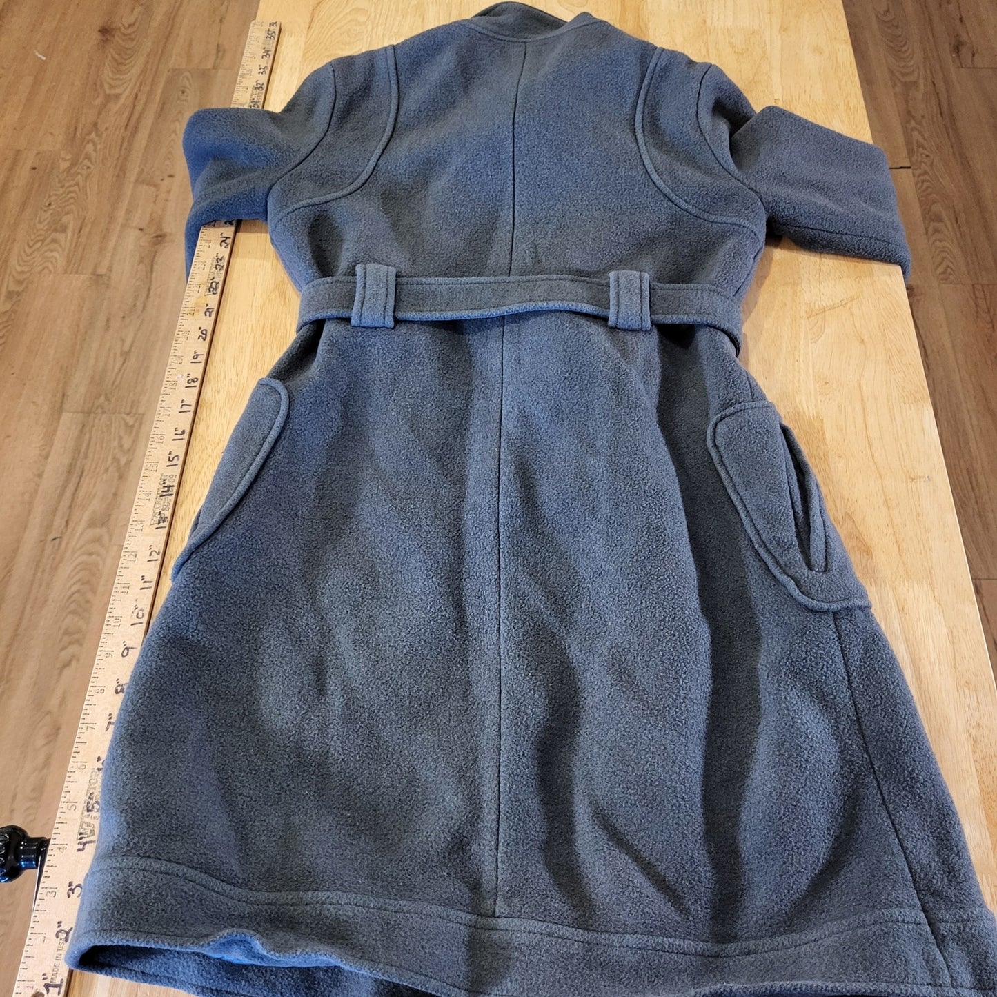 B.B. Dakota Wool Blend Mid Length Fleece Gray Pocket Epaulette (See belt wear)