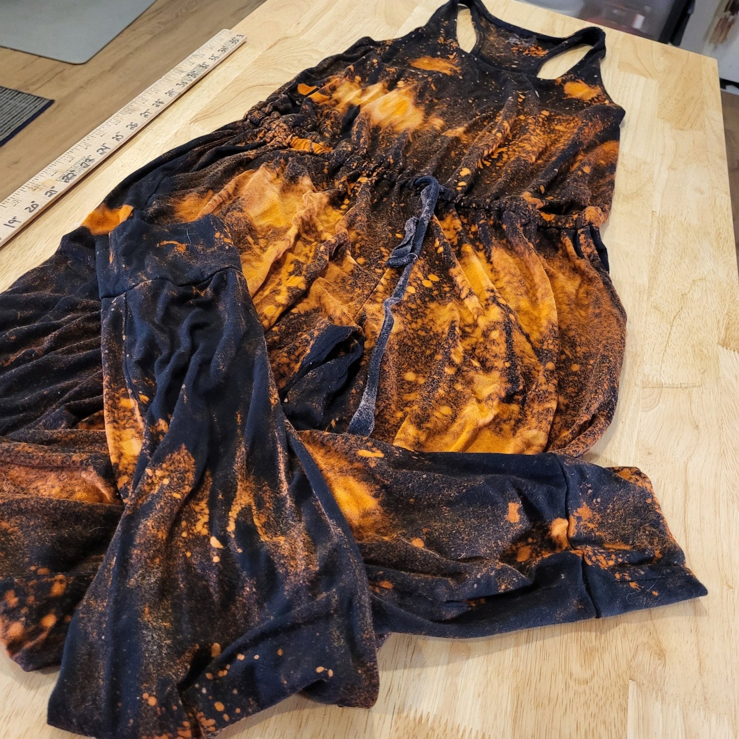 Aerie size small racerback tank jumpsuit bleach dyed black and orange Jersey