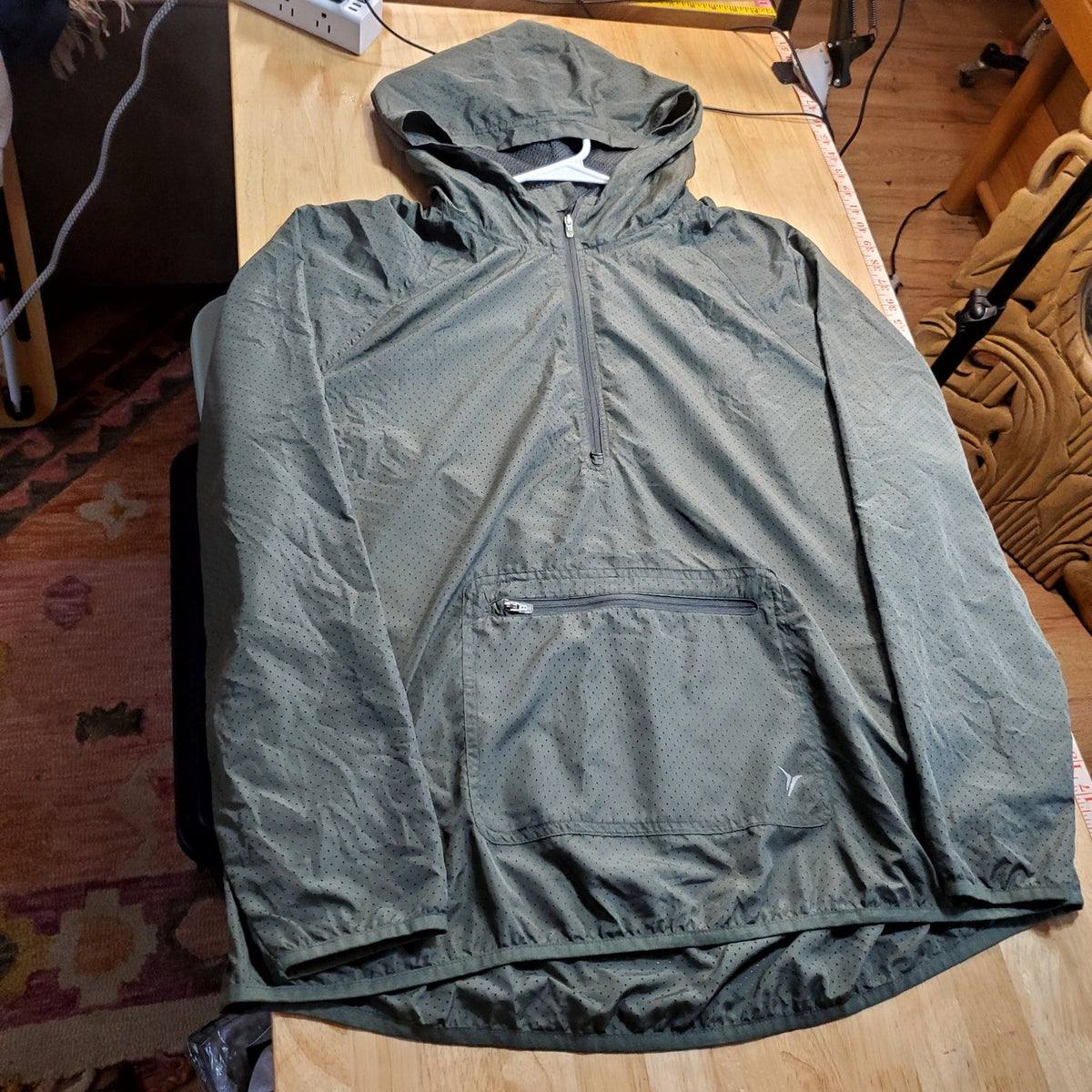 Old Navy Green Mesh Light Windbreaker Pullover Hooded Pocket Size XL