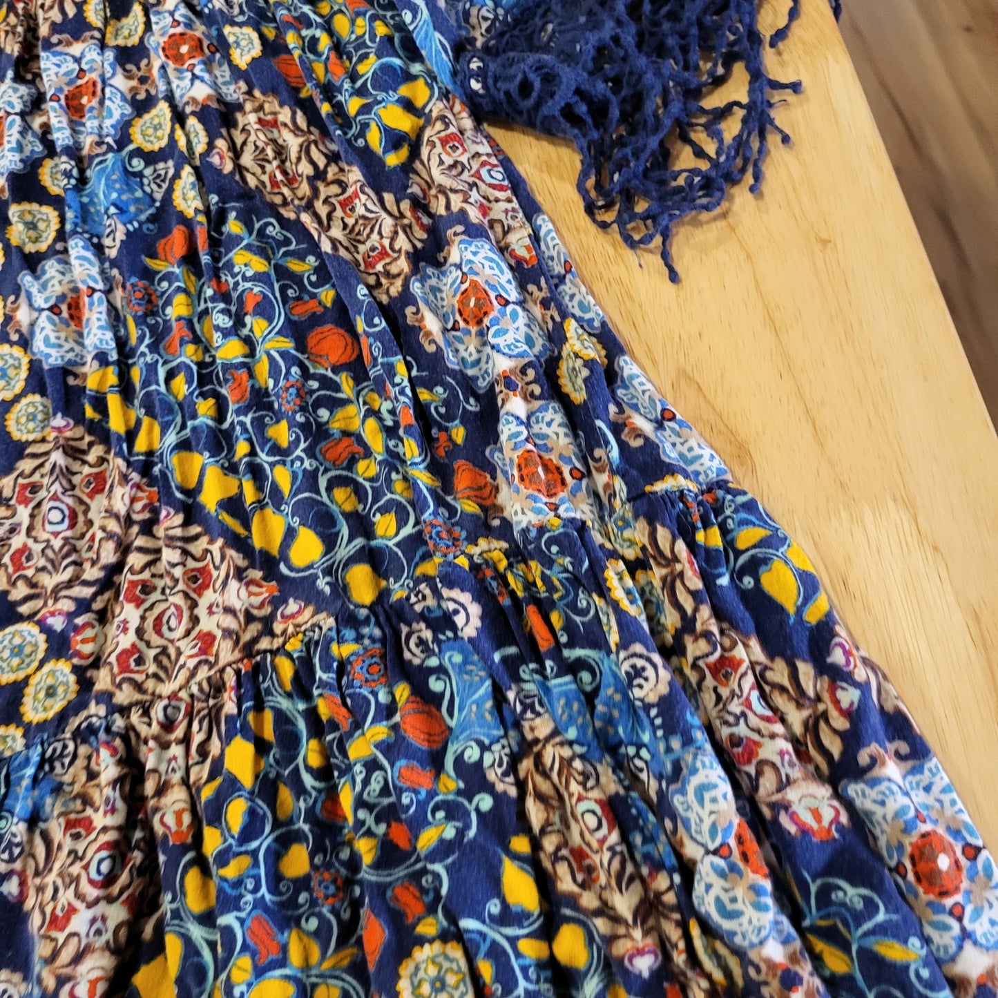 Live and Let Live Bohemian Dress Fringe Sleeve Size Small