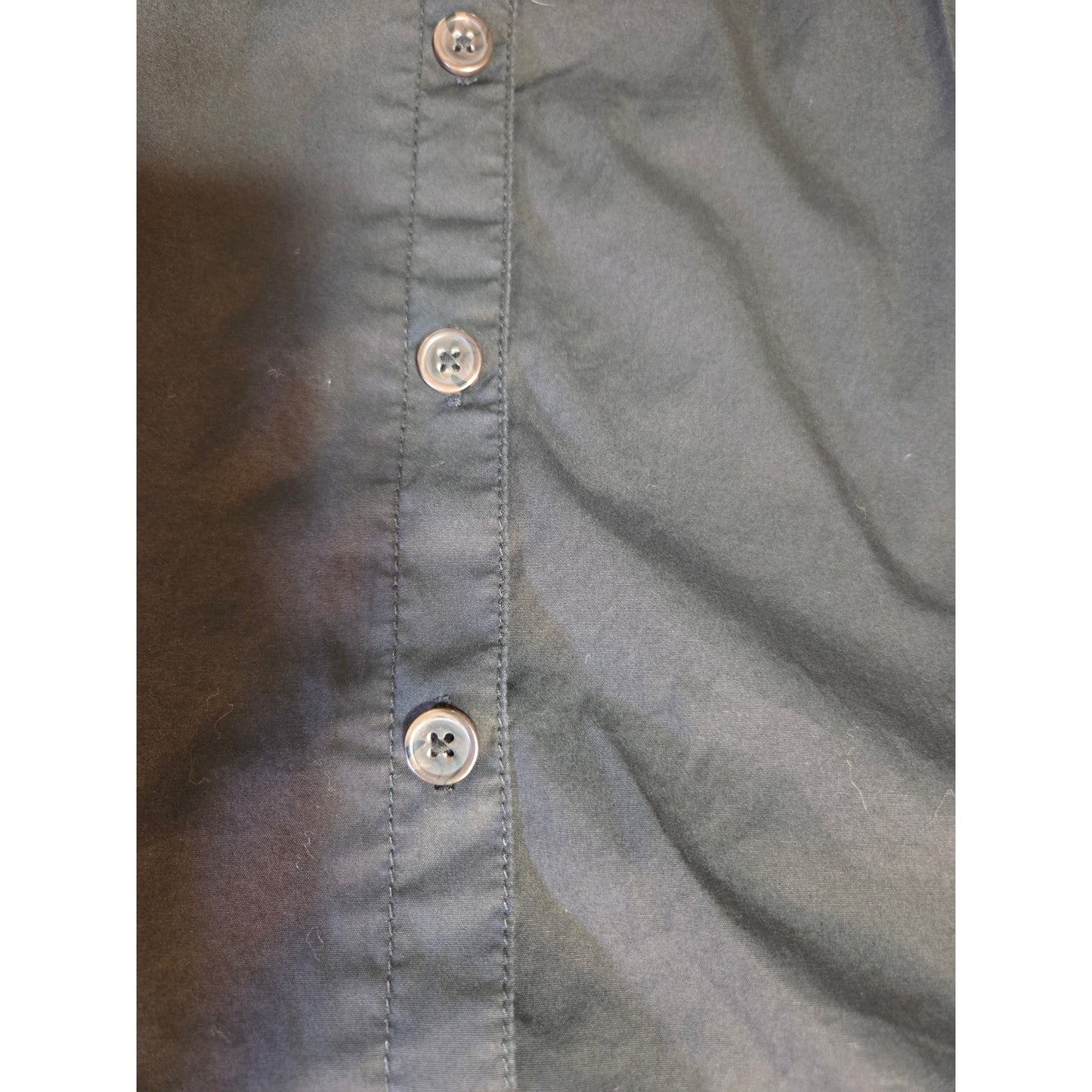 Banana Republic Black Cotton A Line Elastic Waist Skirt Button Pockets Large