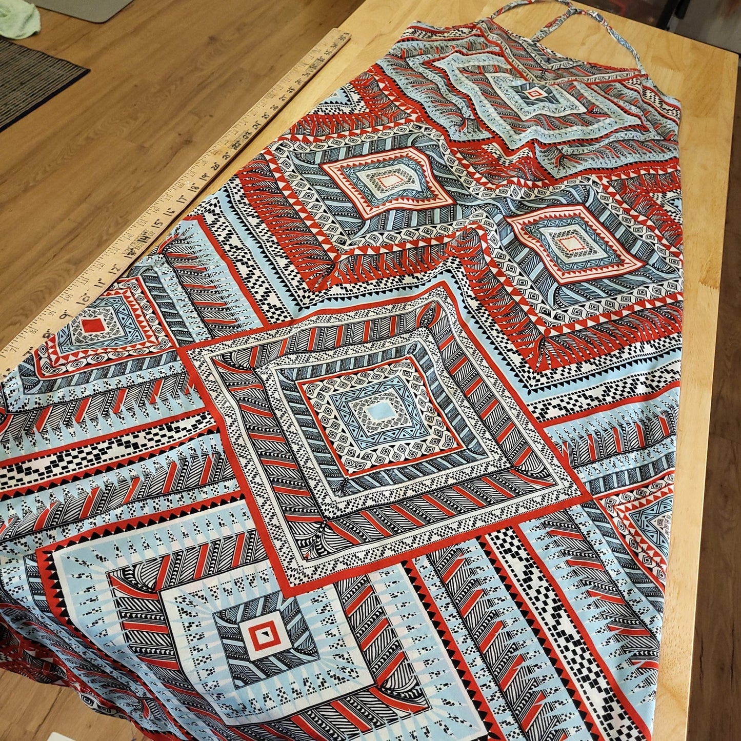 Pearle 88 Spaghetti Strap Racer Back Geometric Print Maxi Dress Medium