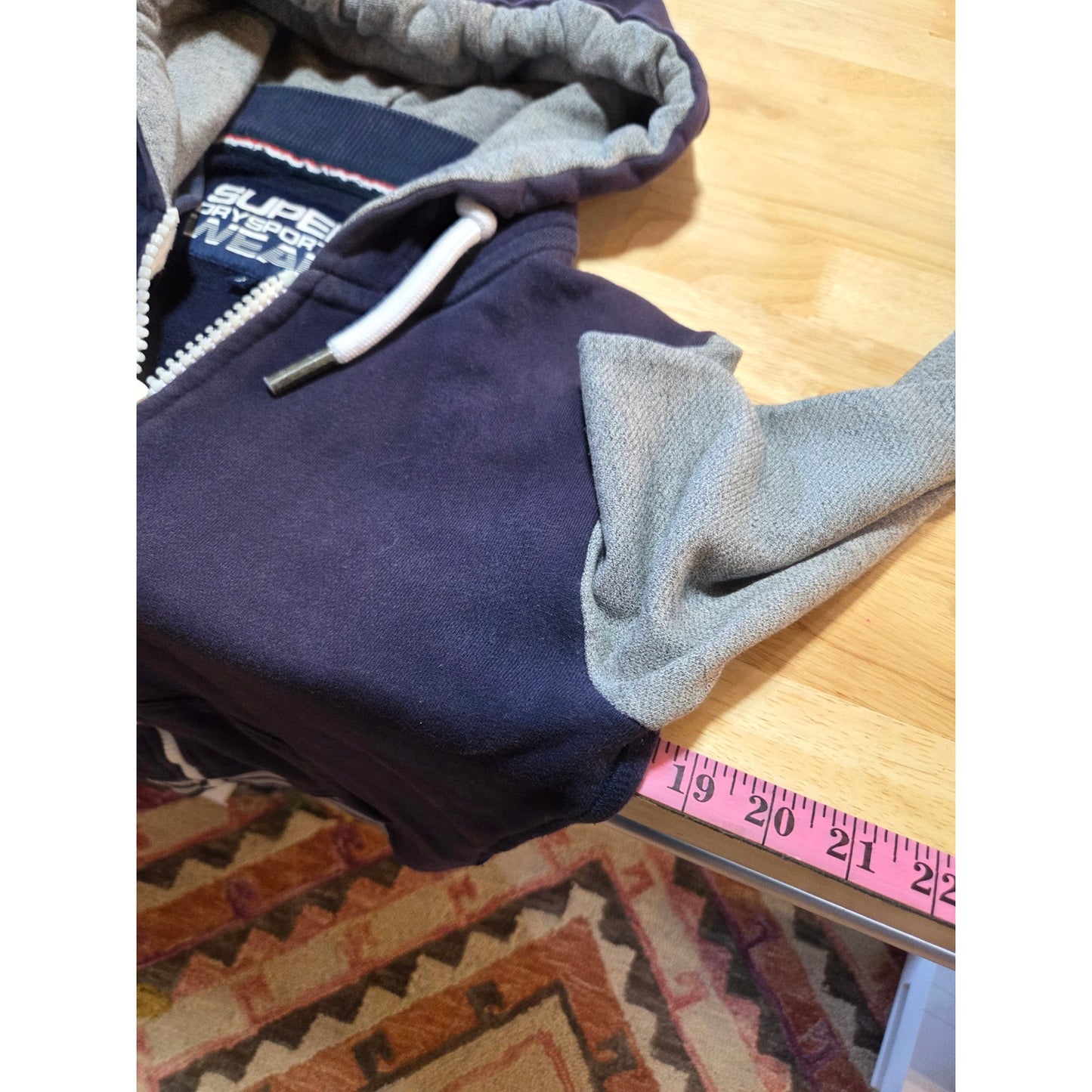 Supreme hoodie navy blue white graphic contrast sleeve zip hoodie cotton xs