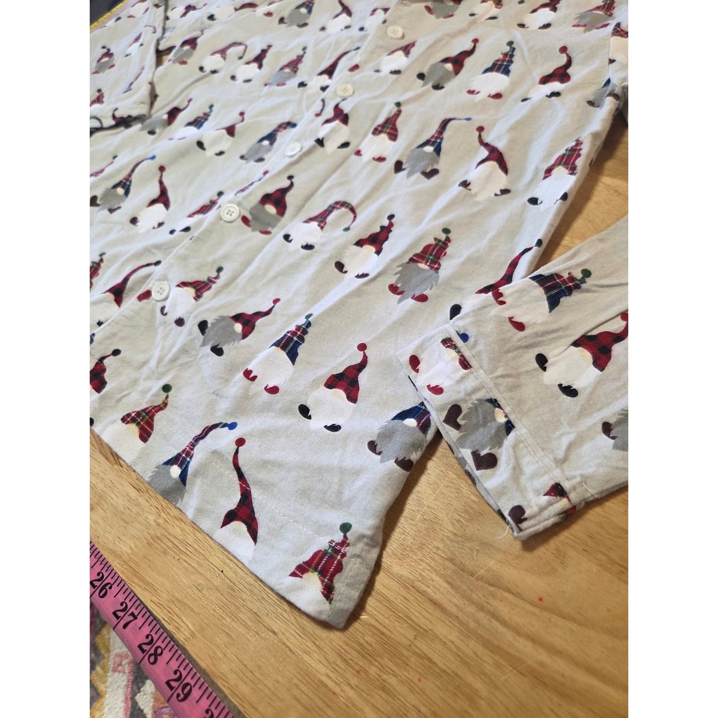 pottery Barn women's size medium gnome flannel gray Christmas pajamas set med.