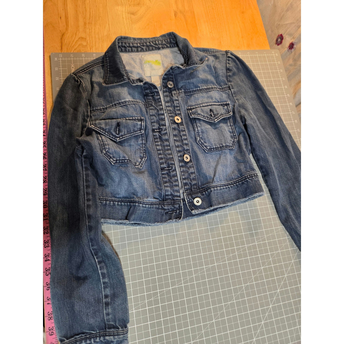 Charlotte Russe size medium cropped puff sleeve jean jacket