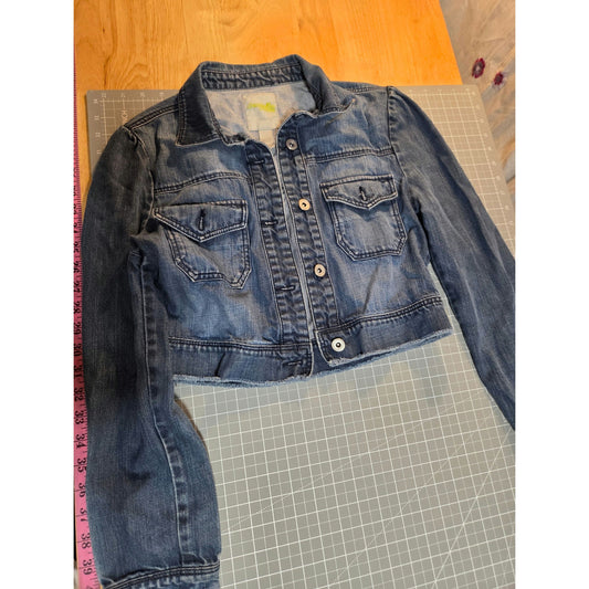 Charlotte Russe size medium cropped puff sleeve jean jacket