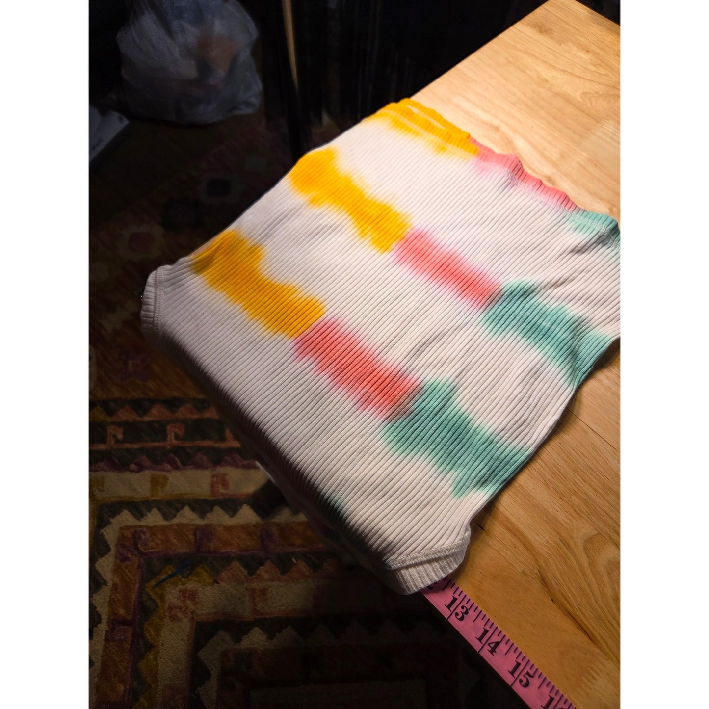 Free People Rainbow Tie Dye Strip Ribbed Knit Jersey Tank Top 12"p2p L