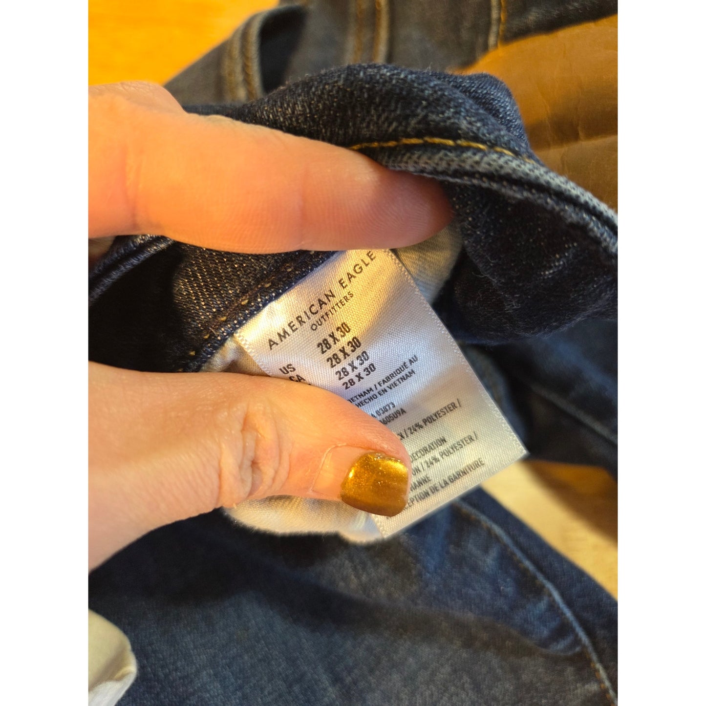 American Eagle 28x30 next level airflex skinny medium dark wash distressed jeans