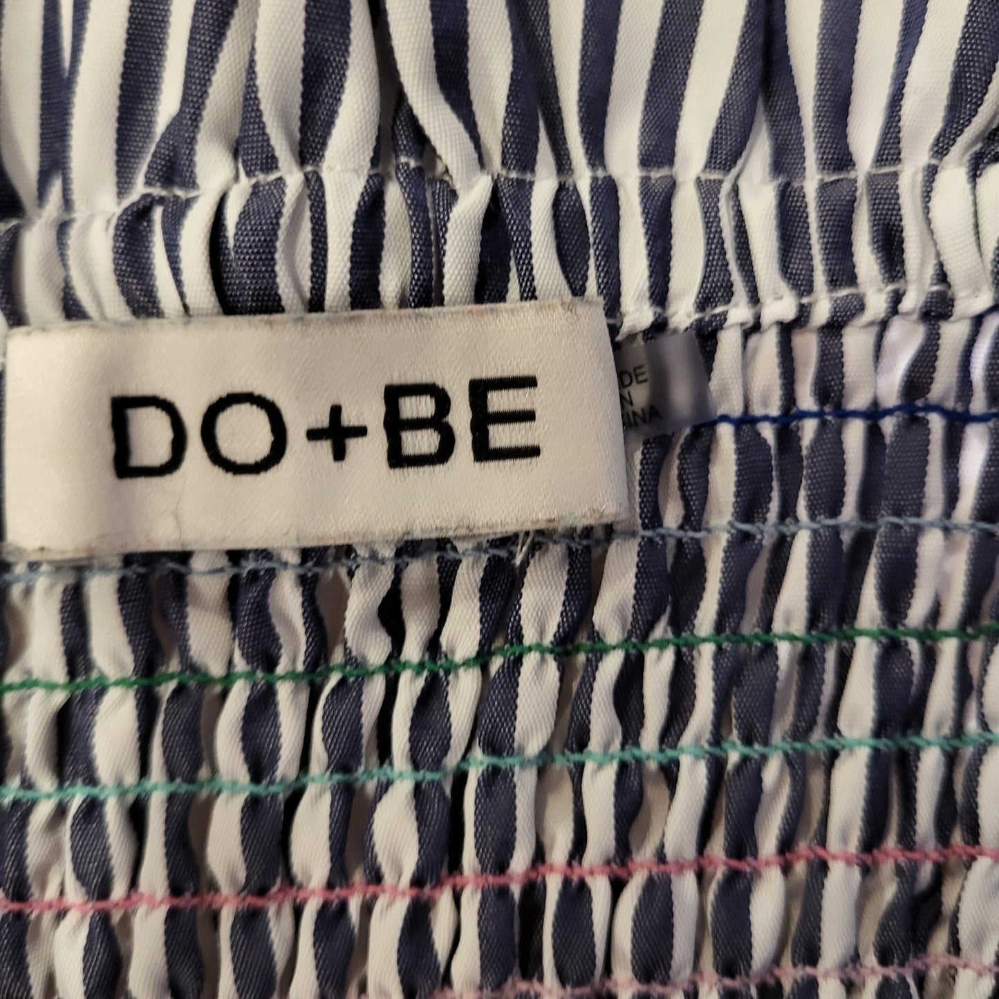 DO+BE Sheered Elastic Tube Top Colorful Striped Ruffle Cotton 15" Long 12" bust