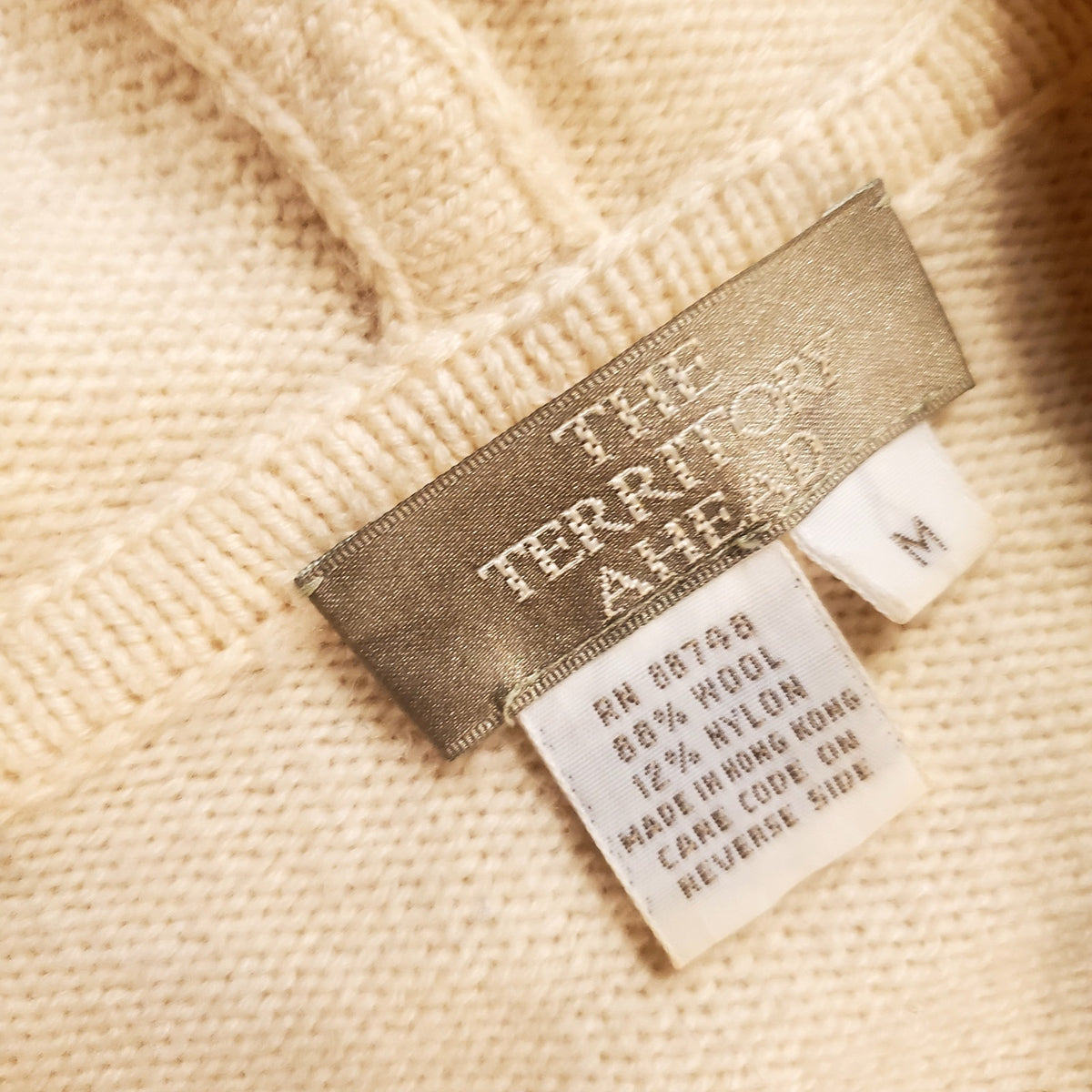 The Territory Ahead cream wool blend Fair Isles hooded zip front sweater medium
