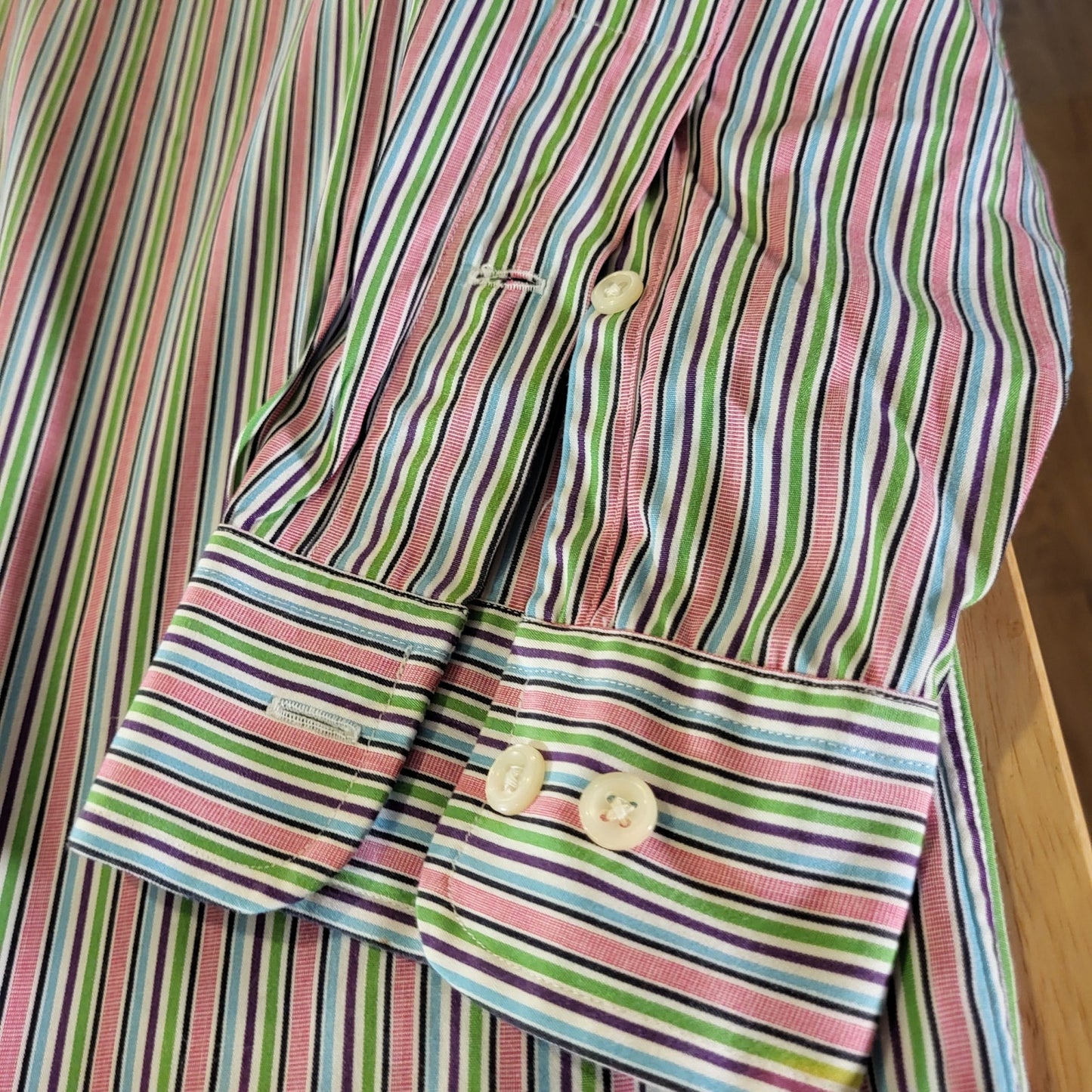 Ralph Lauren Pink Colorful Striped Button Down Collared Shirt Size 15 32/33