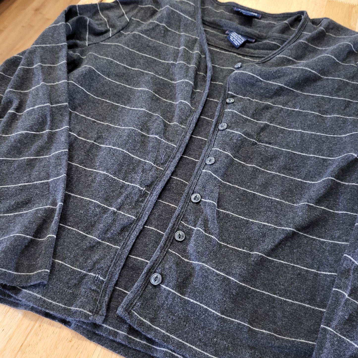 The Limited Gray Striped 100% Cotton 2 Piece Tank Cardigan Stretch Knit Large