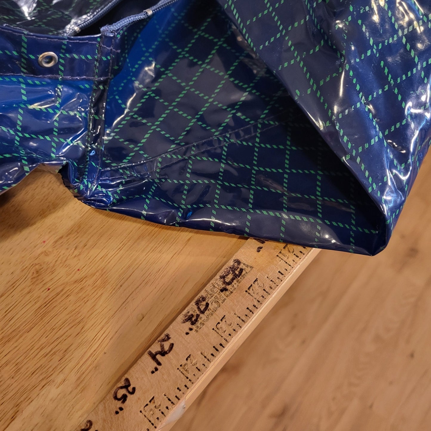 Banner House Asheville Kids Rubber Rain Coat Blue Check Duck Embroidery 20" P2P