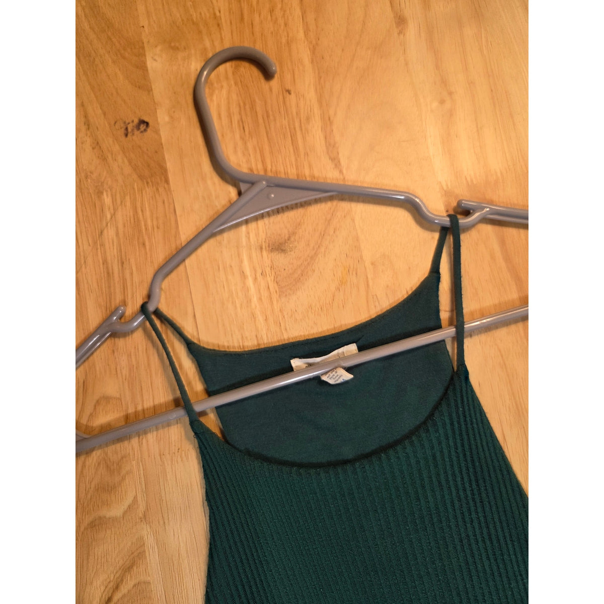 Silence + Noise emerald green sleeveless A-line jersey knit ribbed dress medium