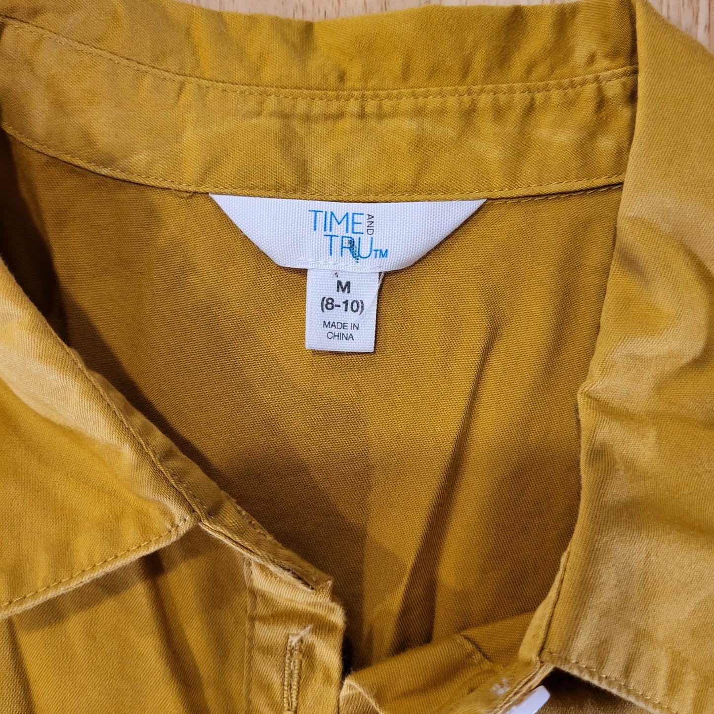 Cotton colored mustard yellow tiered ruffle button down cap sleeve 8/10 20" P2P 