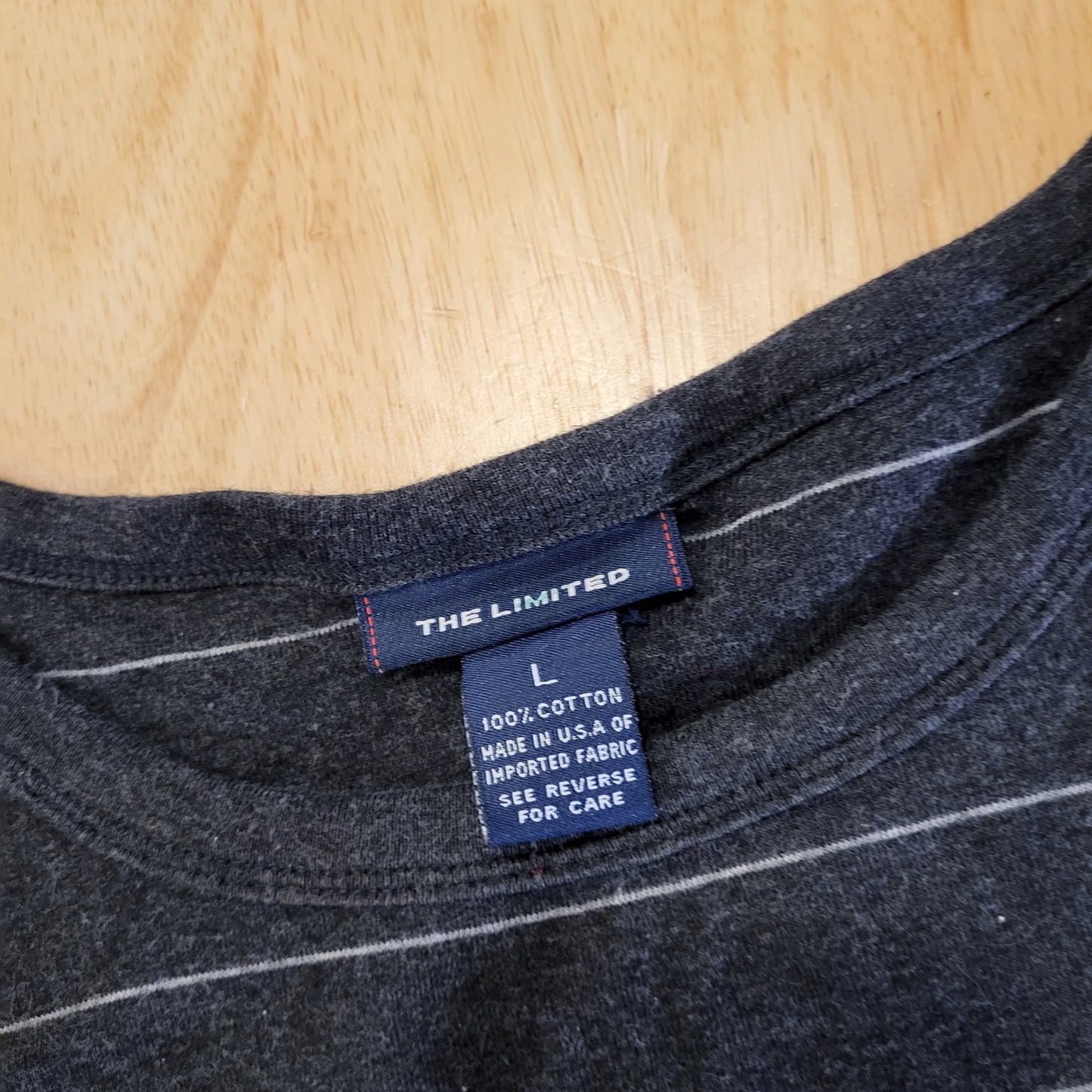 The Limited Gray Striped 100% Cotton 2 Piece Tank Cardigan Stretch Knit Large