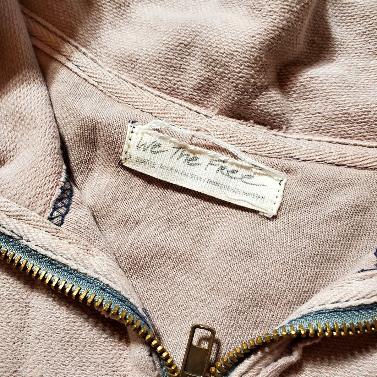 Free People cropped Dusty Rose long sleeve mock neck quarter zip small Jersey