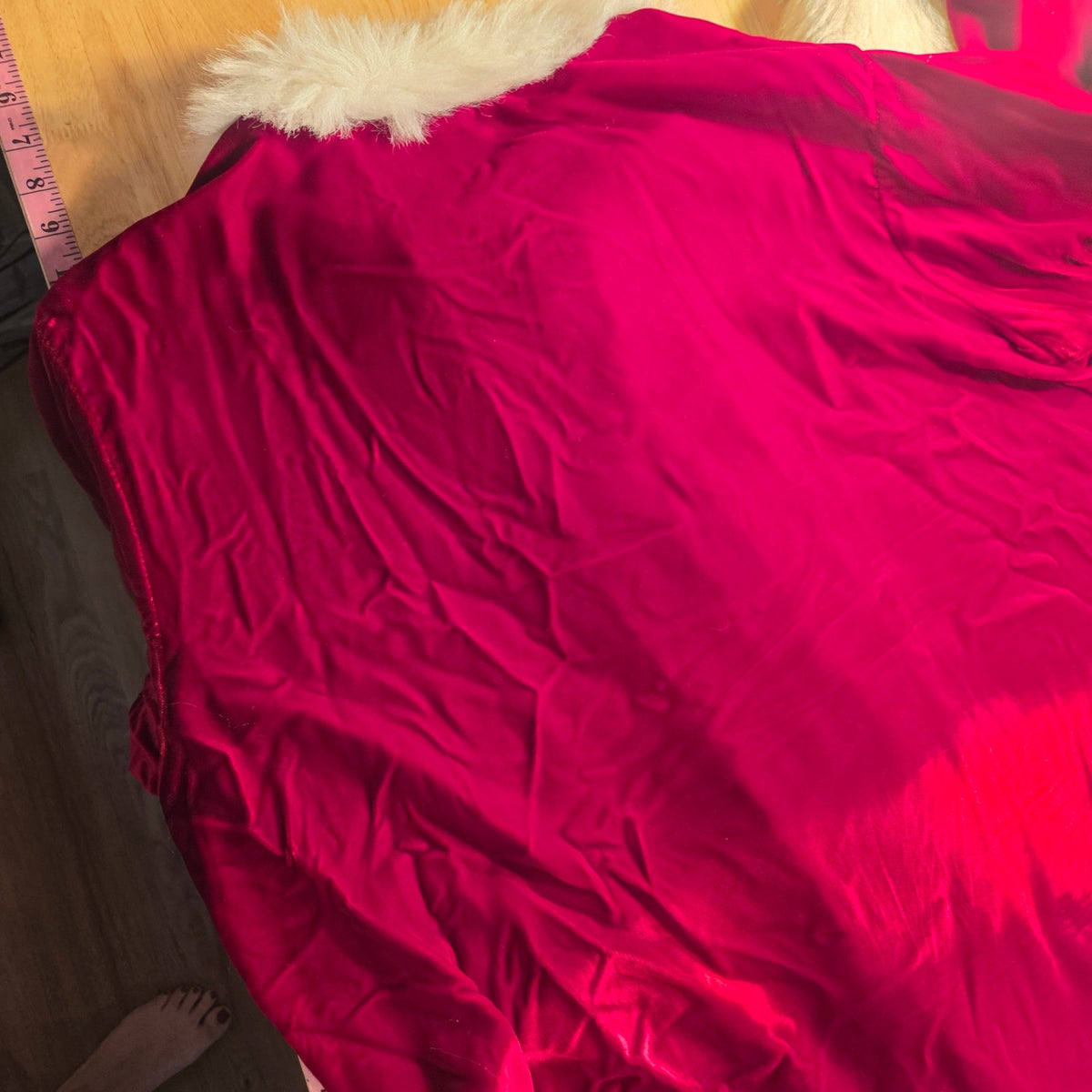 Vintage velvet Santa costume with hat zip front fur lined 42" elastic waist
