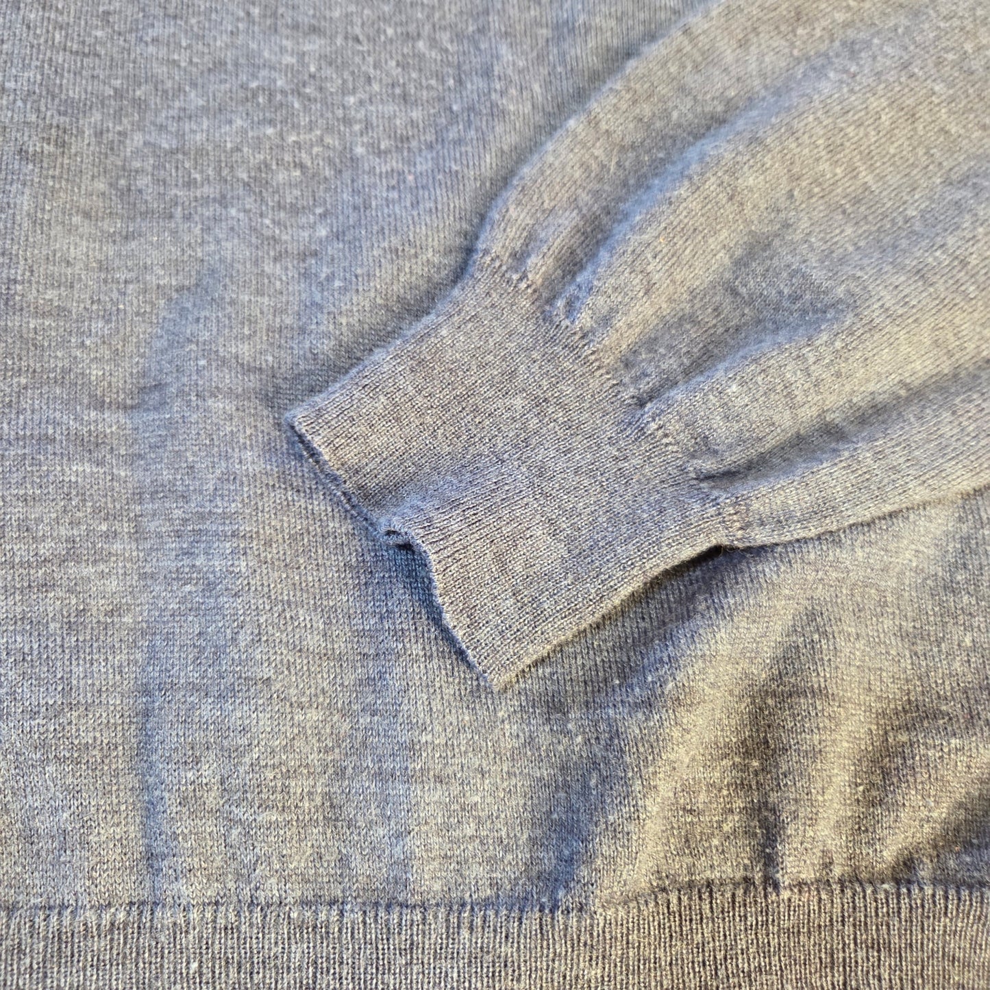 Neiman Marcus blue wool blend 3/4 button pullover sweater tight knit large